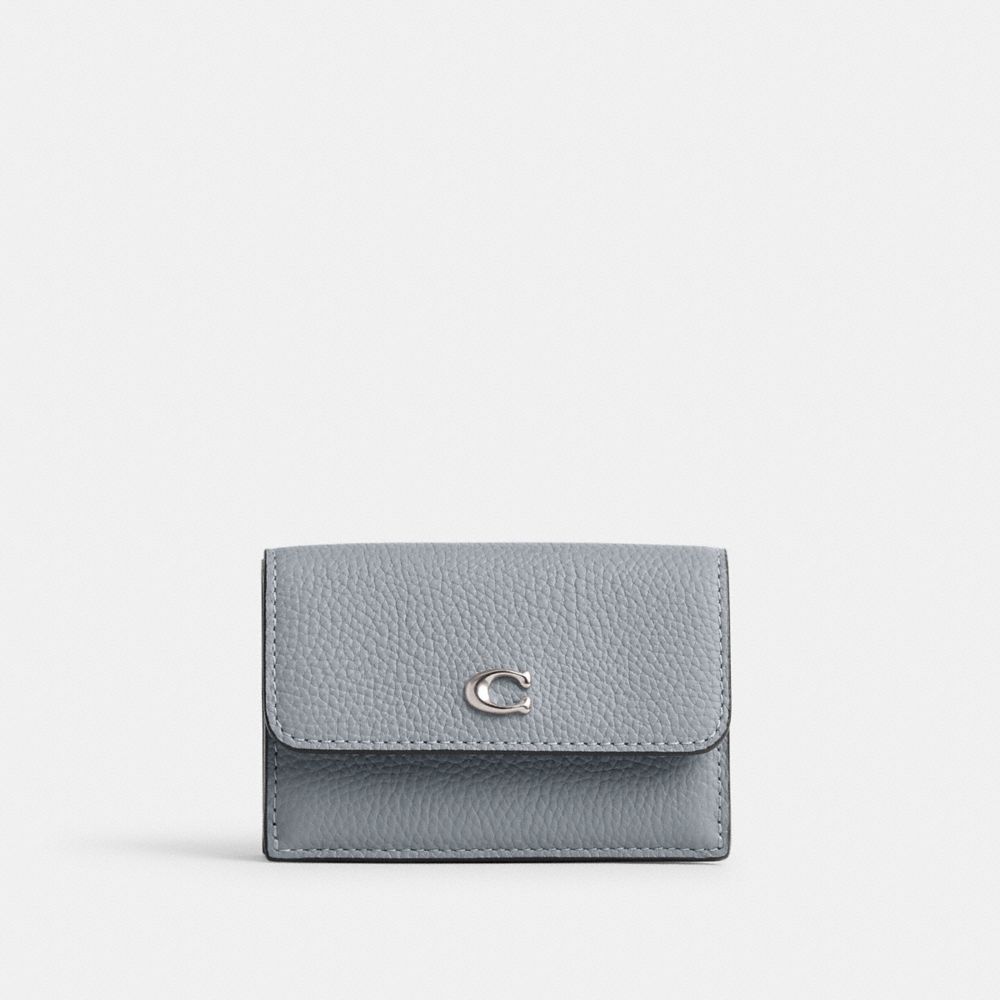 Grey Blue Women Coach Essential Mini Trifold Small Wallets | MY_CH30683