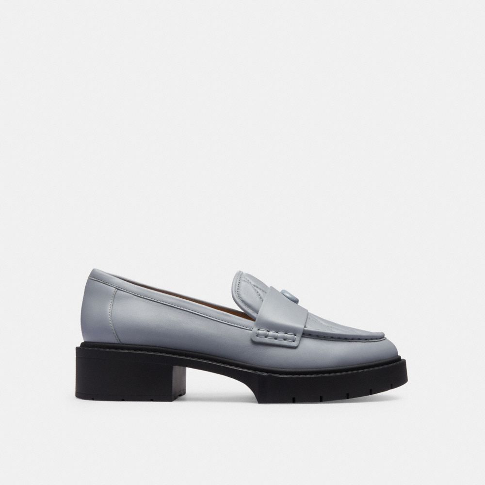 Grey Blue Women Coach Leah With Quilting Leather Loafers | MY_CH48664