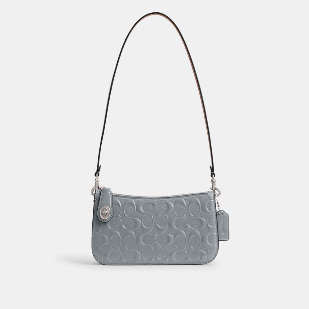 Grey Blue Women Coach Penn In Signature Leather Shoulder Bags | MY_CH10983