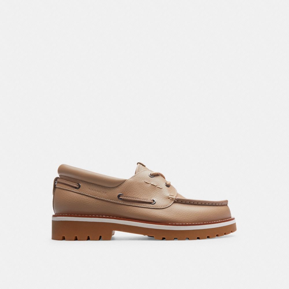 Grey Brown Men Coach Benson Boat Shoe Taupe Boat Shoes | MY_CH46606