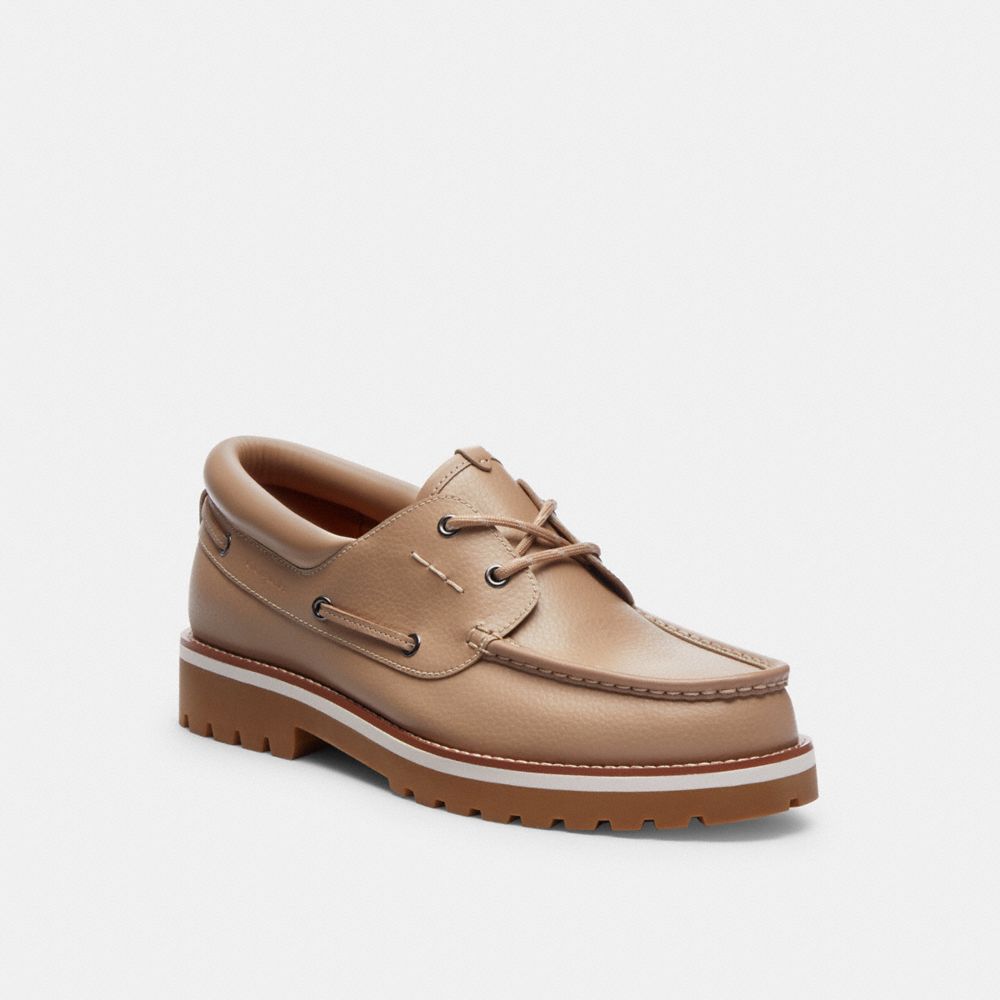 Grey Brown Men Coach Benson Boat Shoe Taupe Boat Shoes | MY_CH46606