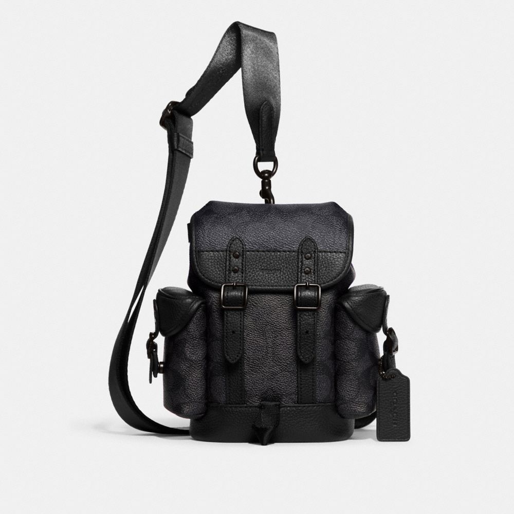 Grey Men Coach Hitch 13 In Signature Canvas Signature Backpacks | MY_CH21672