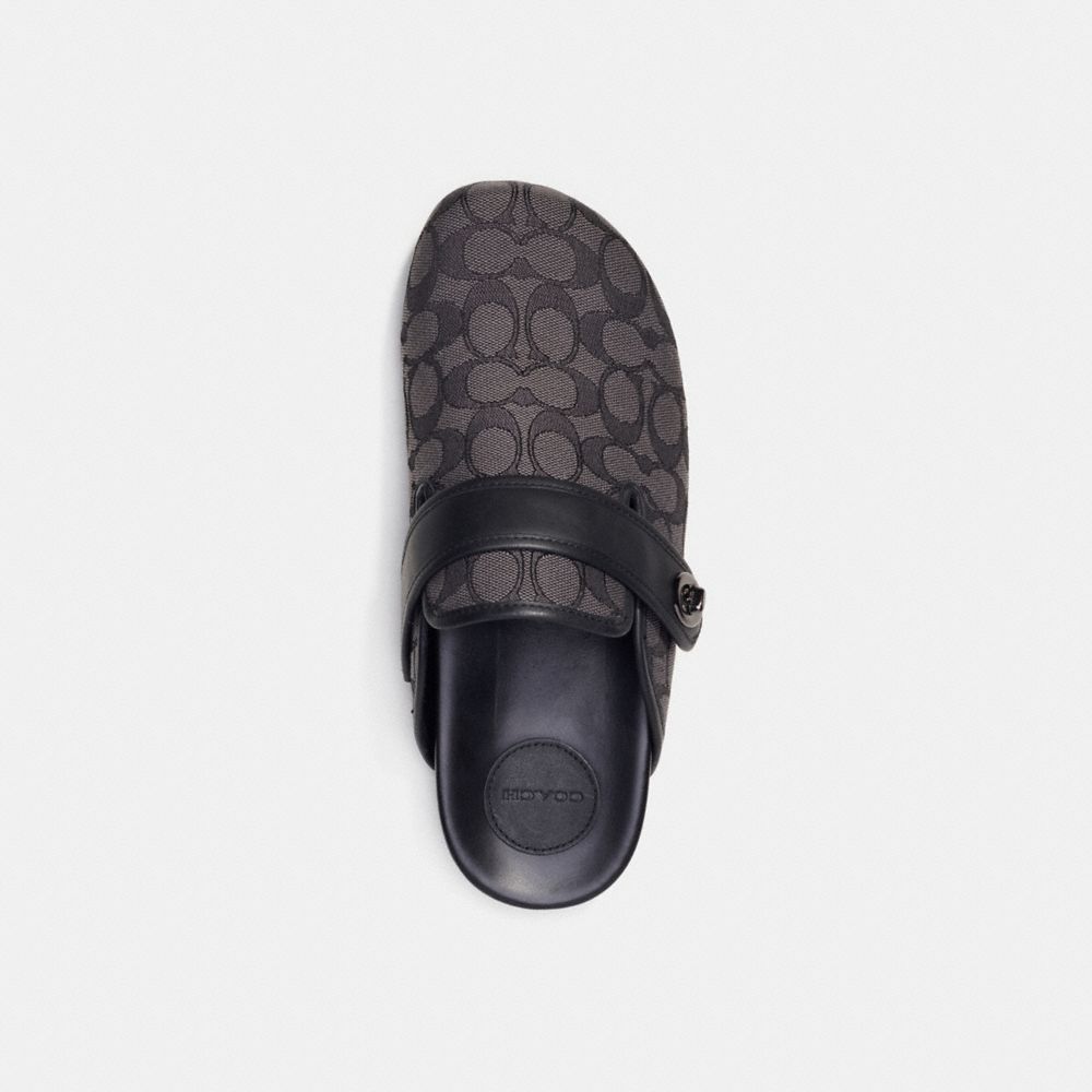 Grey / Black Men Coach Clog In Signature Jacquard Sandals | MY_CH67052