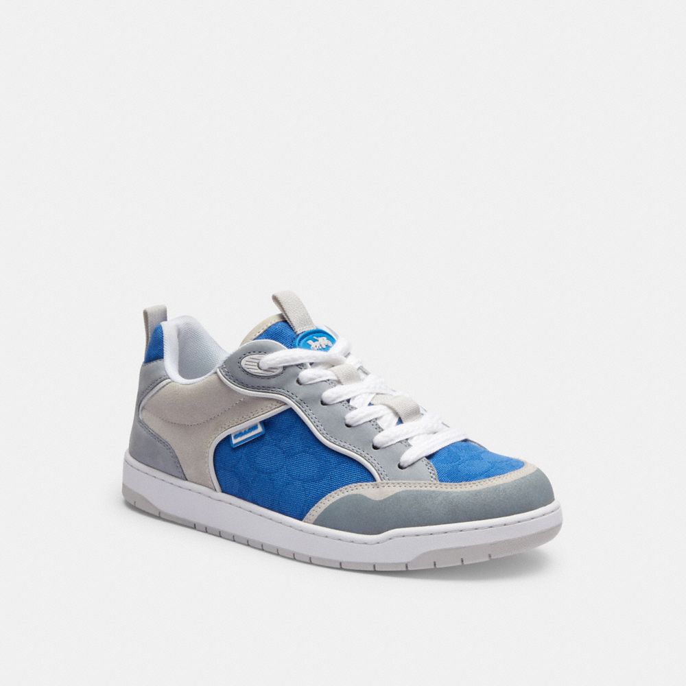 Grey / Blue Men Coach C203 In Signature Canvasberry Sneakers | MY_CH37801