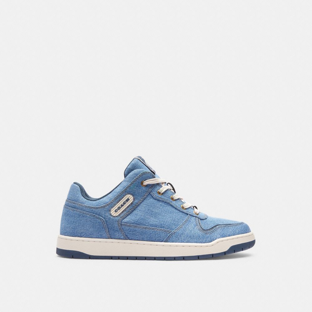 Indigo Blue Men Coach C201 Indigo Denim Sneakers | MY_CH93405