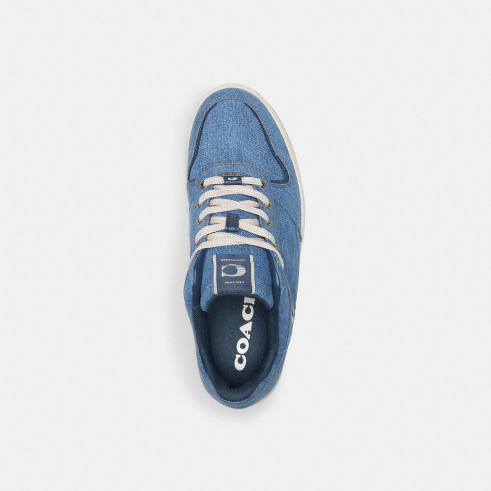 Indigo Blue Men Coach C201 Indigo Denim Sneakers | MY_CH93405