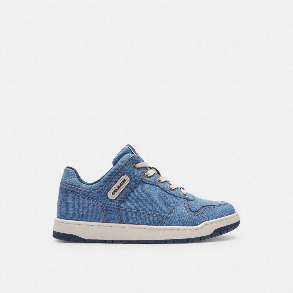 Indigo Blue Women Coach C201 Low Top Indigo Denim Sneakers | MY_CH16065