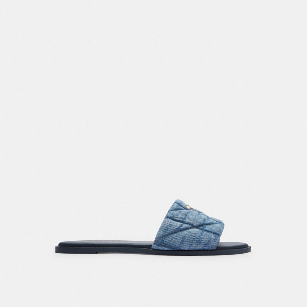 Indigo Blue Women Coach Holly With Quilting Indigo Denim Sandals | MY_CH30858