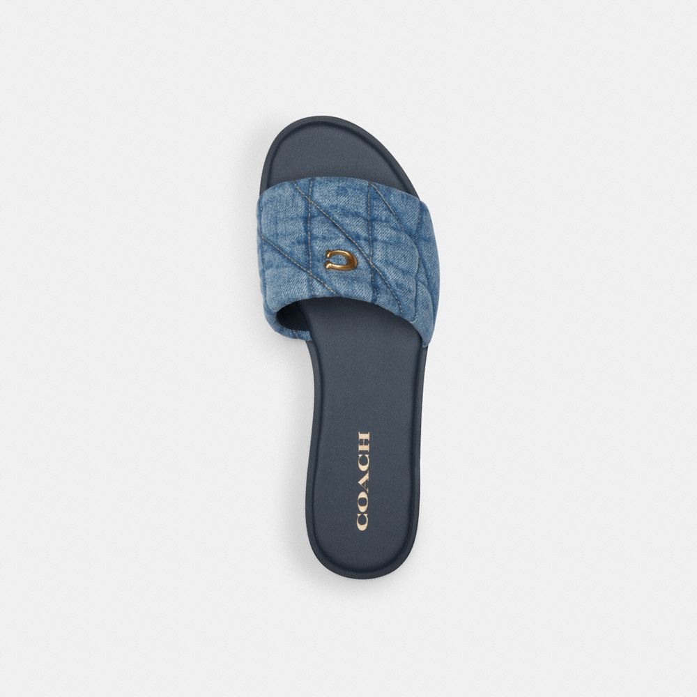 Indigo Blue Women Coach Holly With Quilting Indigo Denim Sandals | MY_CH30858