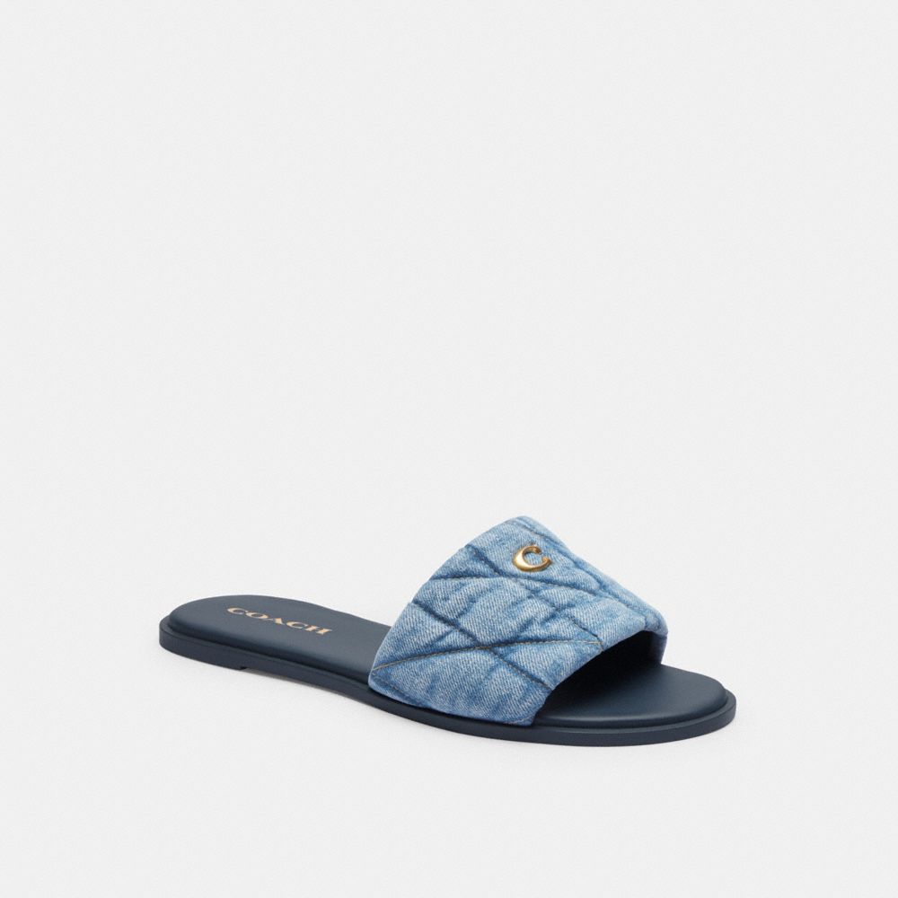 Indigo Blue Women Coach Holly With Quilting Indigo Denim Sandals | MY_CH30858