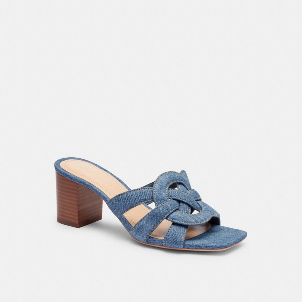 Indigo Blue Women Coach Nikki Indigo Denim Sandals | MY_CH39279