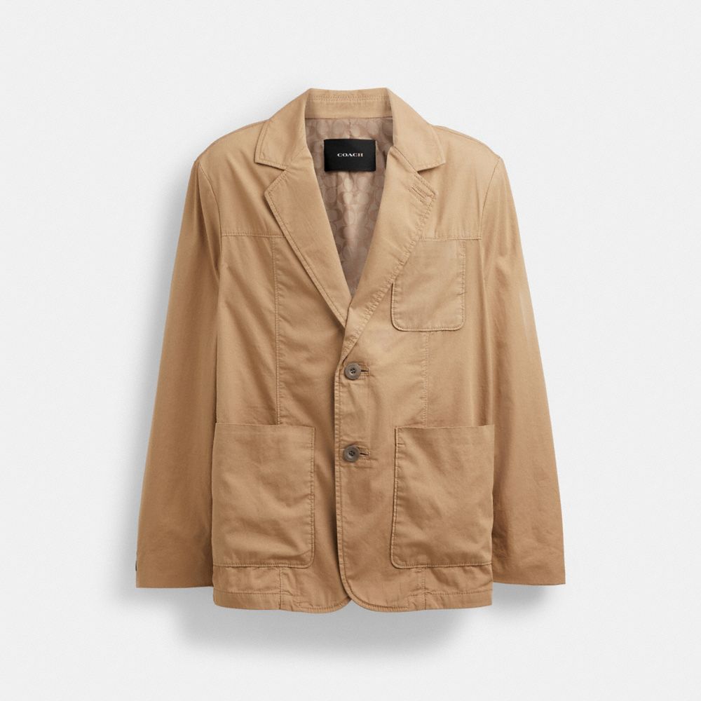 Khaki Men Coach Regenerative Cotton Casual Lightweight Jackets | MY_CH74414