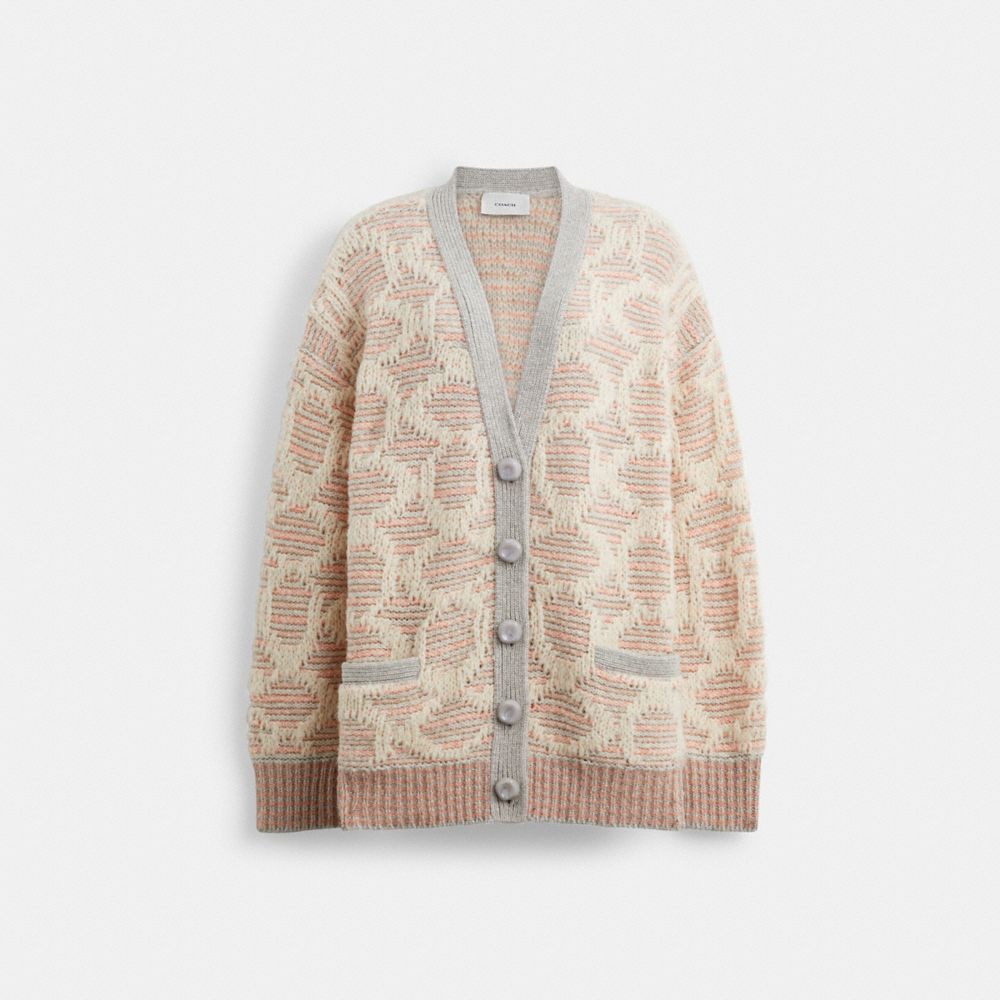 Light Pink Women Coach Long Signature Cardigan | MY_CH46725