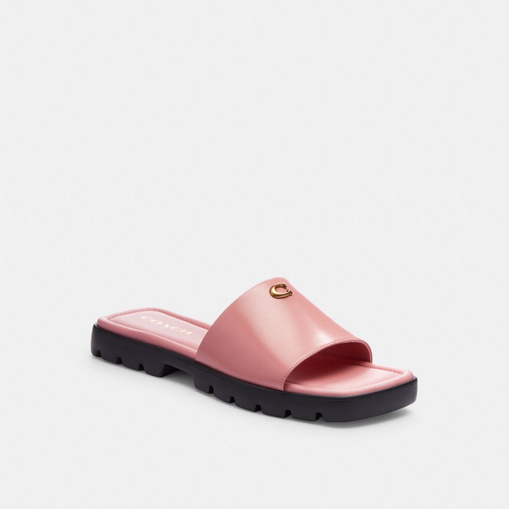 Pink Women Coach Florence Leather Sandals | MY_CH48211