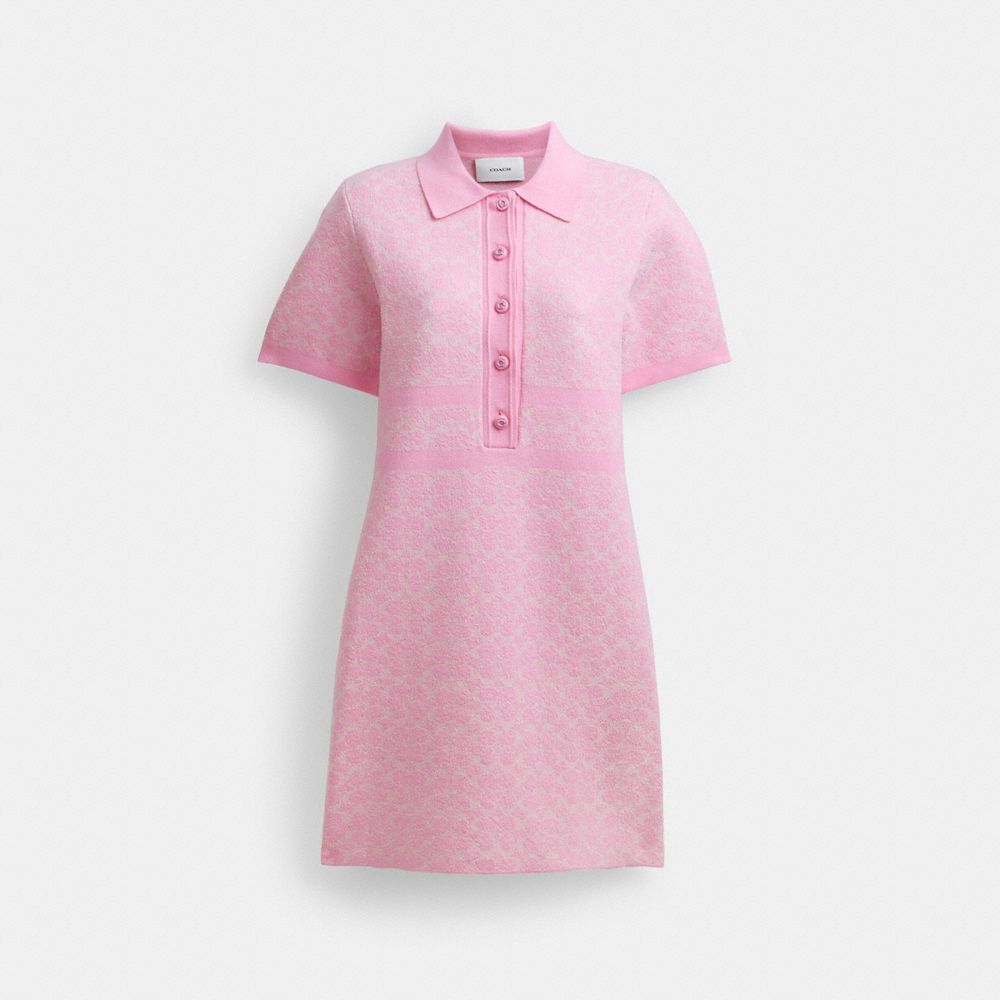 Pink Women Coach Polo Sweater Signature Dress | MY_CH81519