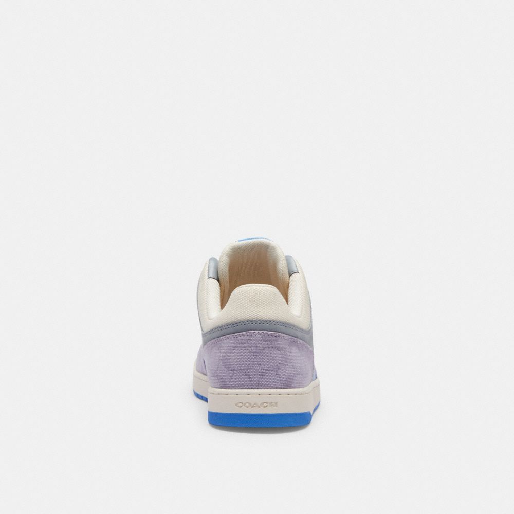 Purple Men Coach C201 In Signature Canvas Chalk Sneakers | MY_CH76352