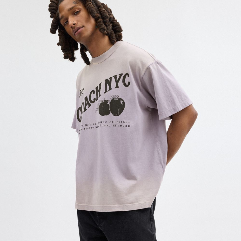 Purple Men Coach Signature Apple T Shirts | MY_CH90806