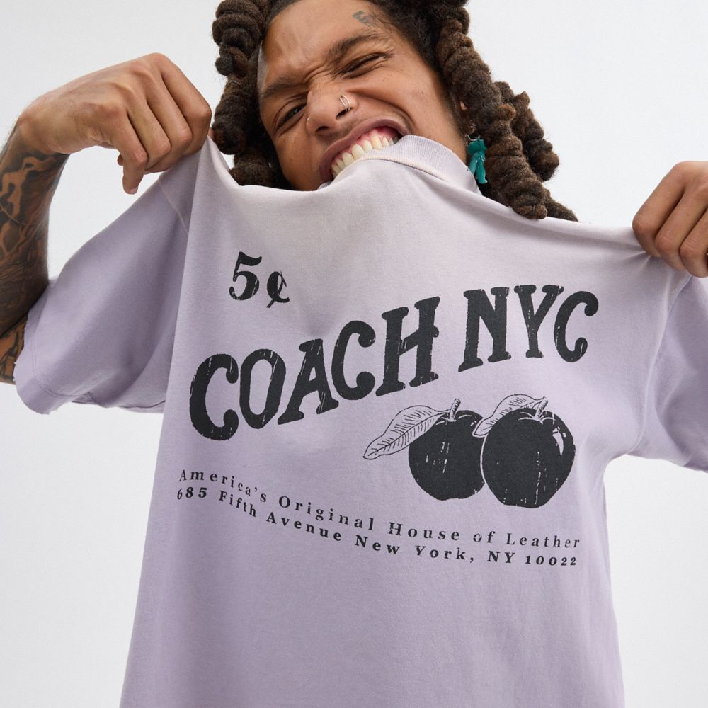 Purple Men Coach Signature Apple T Shirts | MY_CH90806