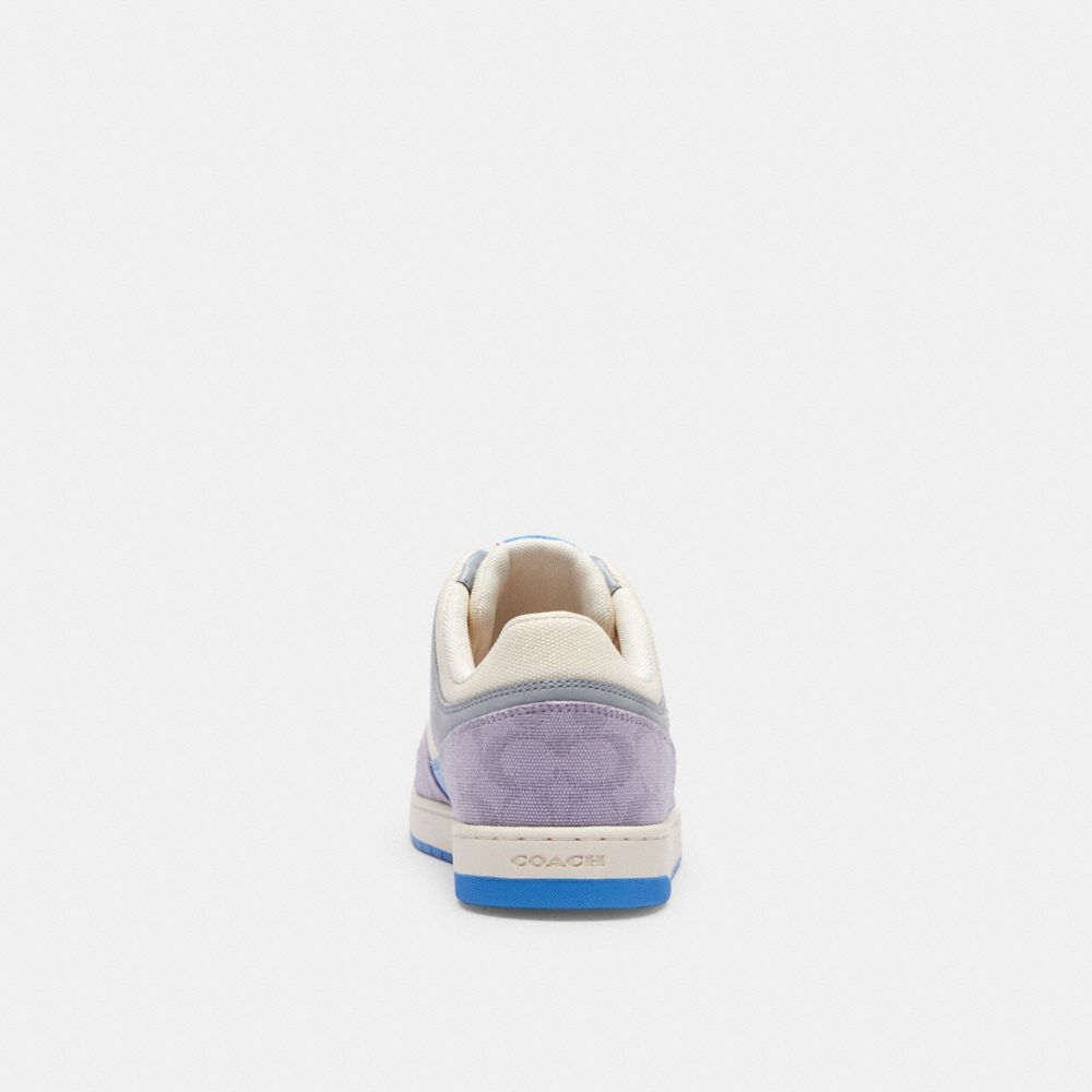 Purple Women Coach C201 Low Top In Signature Canvas Chalk Sneakers | MY_CH67409