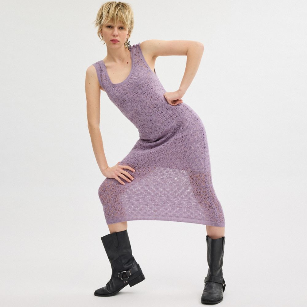 Purple Women Coach Lace Knit Dress | MY_CH24746