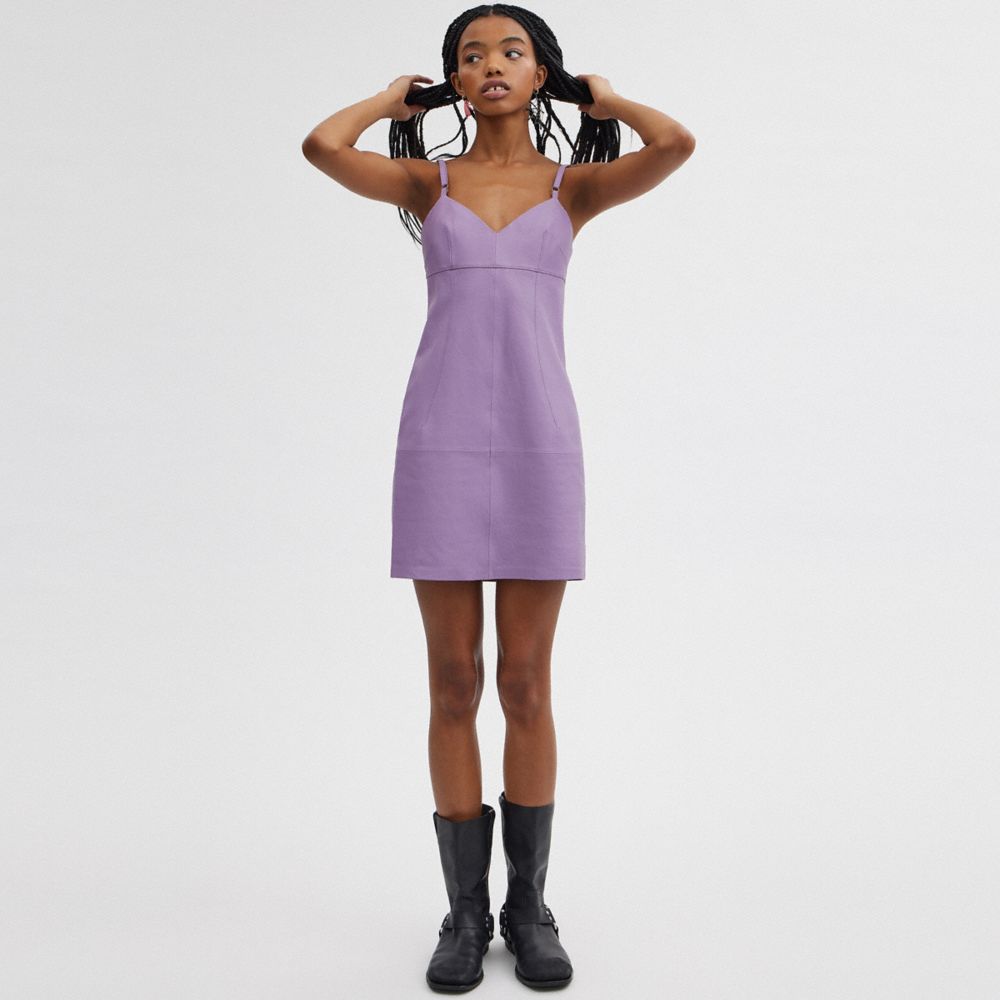 Purple Women Coach Short Leather Dress | MY_CH68733