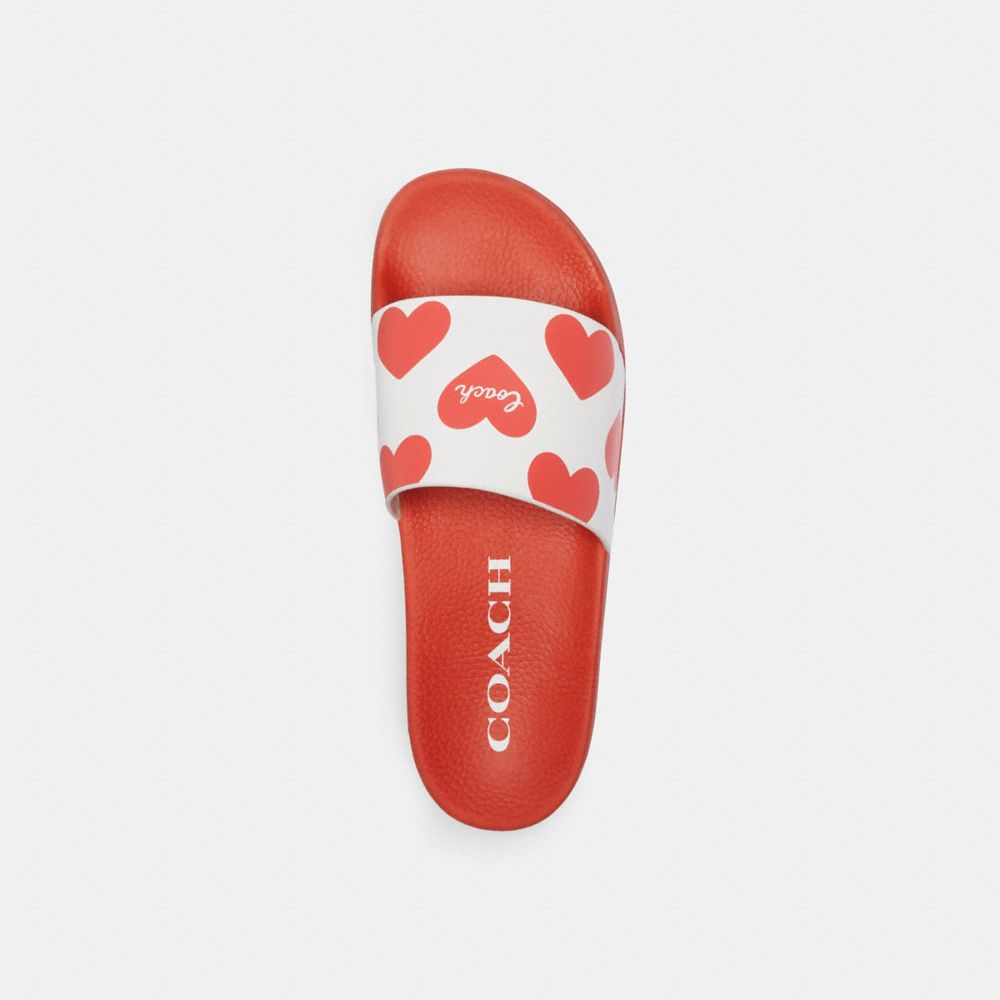 Red Women Coach Udele Sport With Valentine's Print Rubber Sandals | MY_CH80143