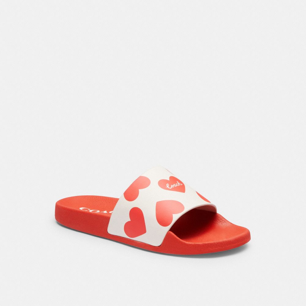 Red Women Coach Udele Sport With Valentine\'s Print Rubber Sandals | MY_CH80143