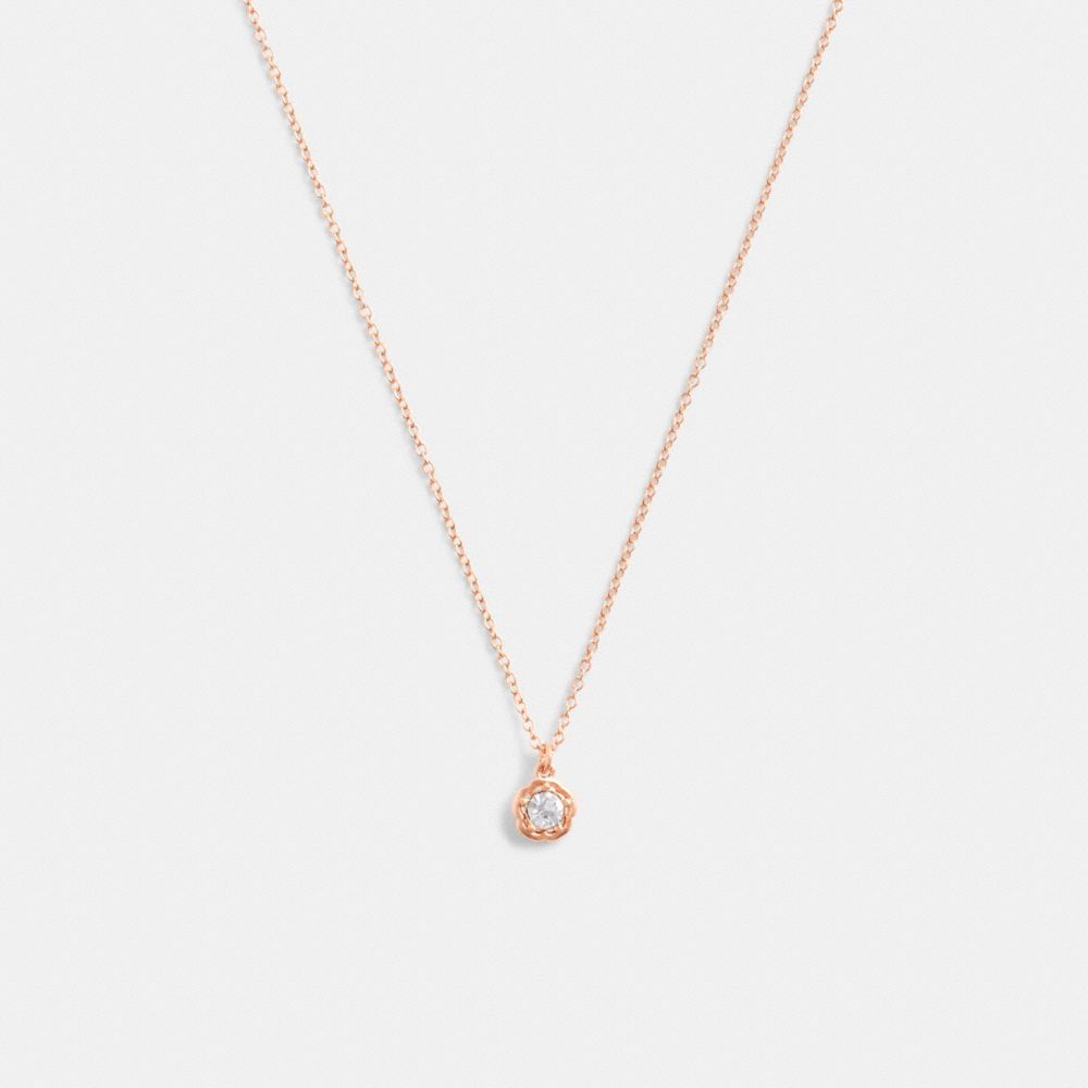 Rose Gold Women Coach Halo Tea Pendant Necklace | MY_CH54317