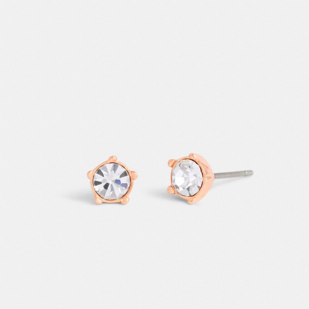 Rose Gold Women Coach Halo Tea Stud Earrings | MY_CH94854