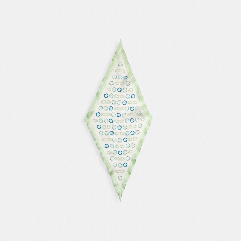 Rose Women Coach Tea Print Silk Diamond Pale Pistachio Scarf | MY_CH38669