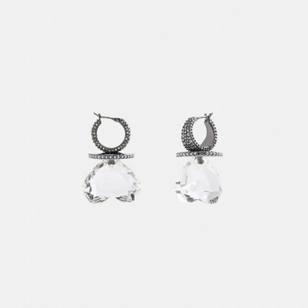 Silver Women Coach Heart Gemstone Earrings | MY_CH37266