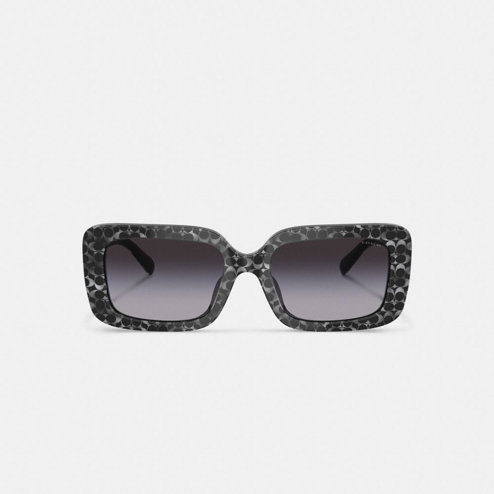 Silver Women Coach Signature Oversized Rectangle Pearlized Signature Sunglasses | MY_CH90490