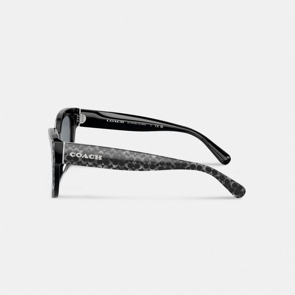 Silver Women Coach Signature Oversized Rectangle Pearlized Signature Sunglasses | MY_CH90490