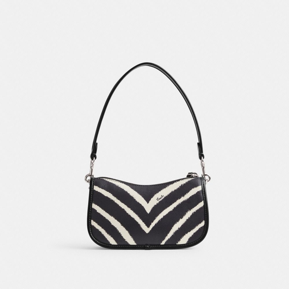 Silver Women Coach Swinger 20 With Zebra Print Refined Calf Leather Shoulder Bags | MY_CH55185