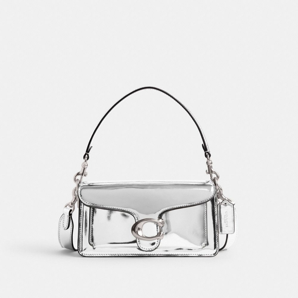 Silver Women Coach Tabby 20 In Metallic Metallic Leather Shoulder Bags | MY_CH22693