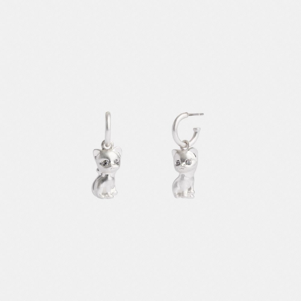 Silver Women Coach The Lil Nas X Drop Cat Huggie Earrings | MY_CH24479