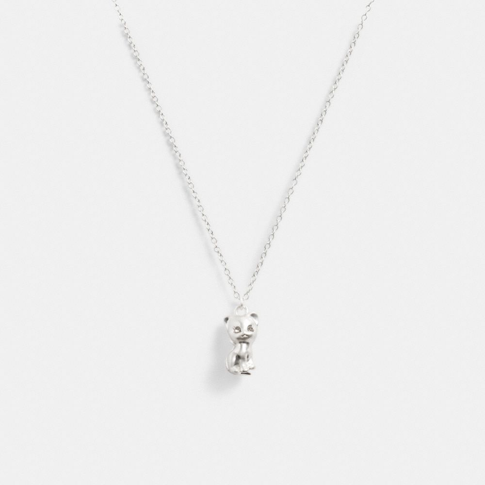 Silver Women Coach The Lil Nas X Drop Cat Pendant Necklace | MY_CH74026