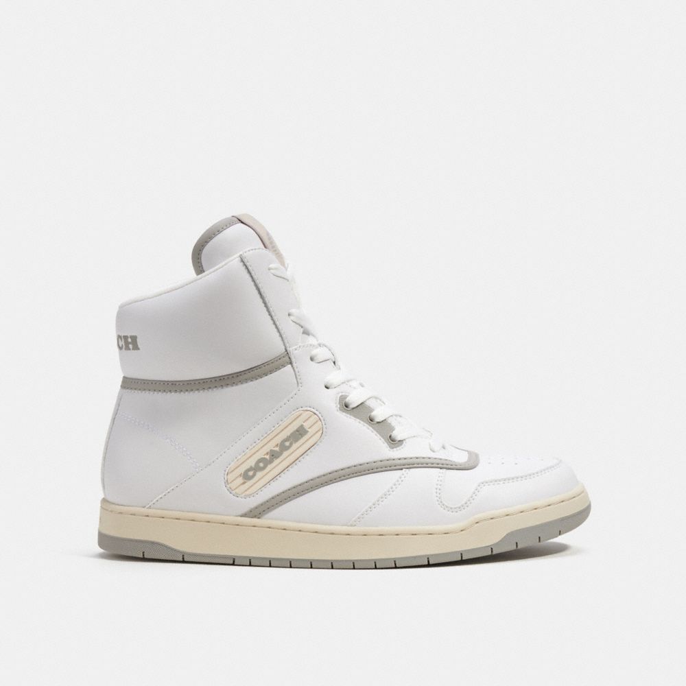 White Men Coach C202 High Top Optic Sneakers | MY_CH21872