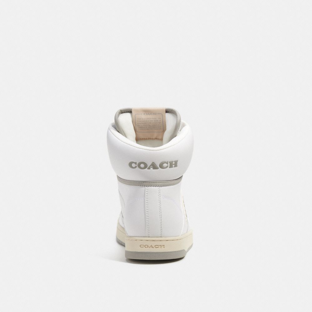 White Men Coach C202 High Top Optic Sneakers | MY_CH21872