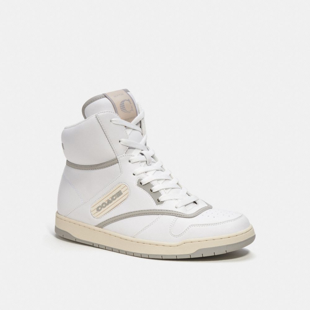 White Men Coach C202 High Top Optic Sneakers | MY_CH21872