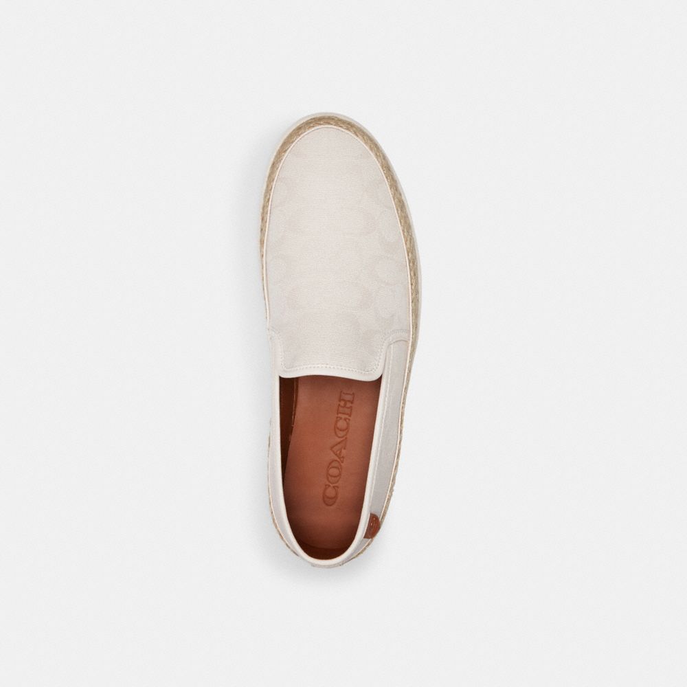 White Men Coach Miles In Signature Jacquard Chalk Espadrille | MY_CH88133