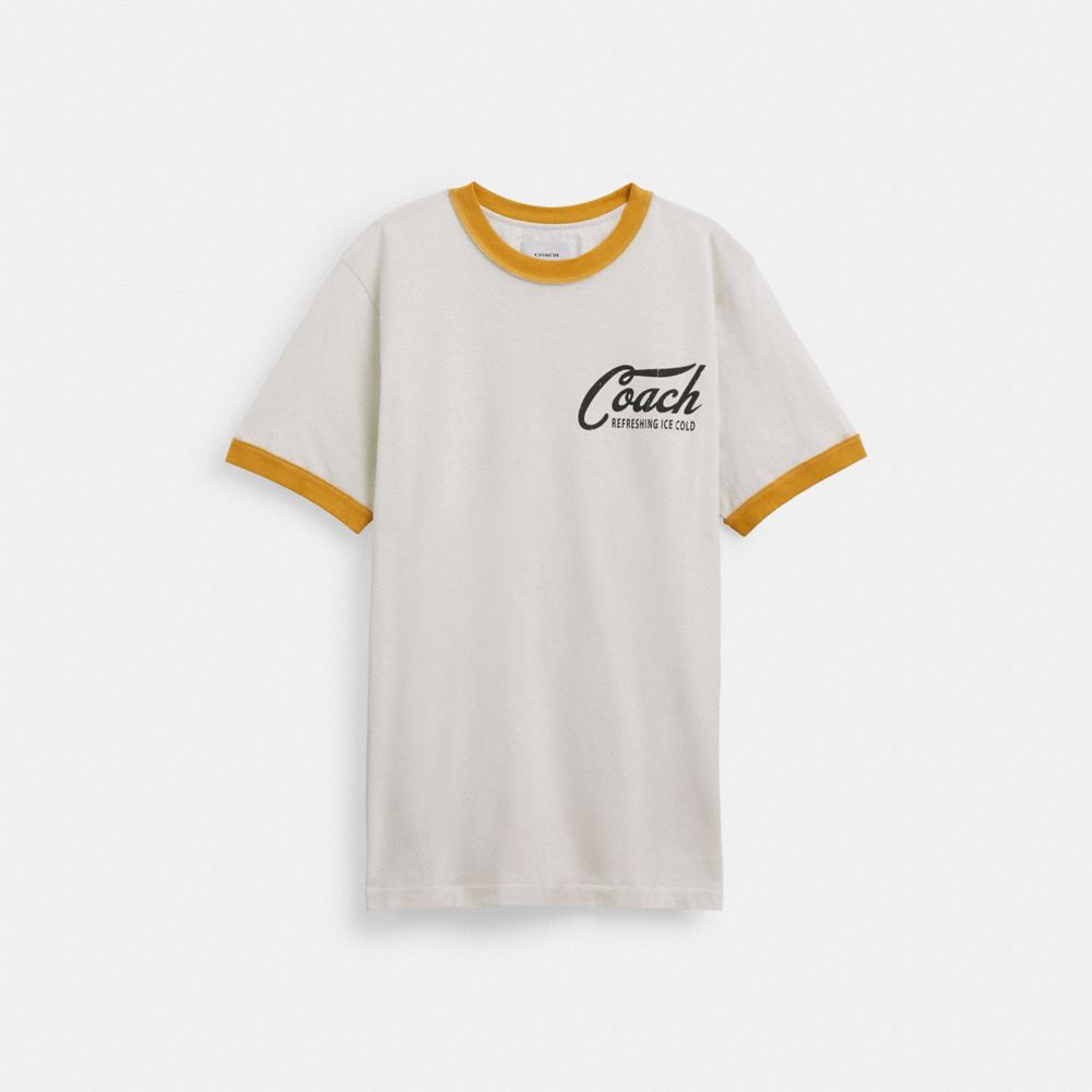 White Men Coach Ringer T Shirts | MY_CH40976