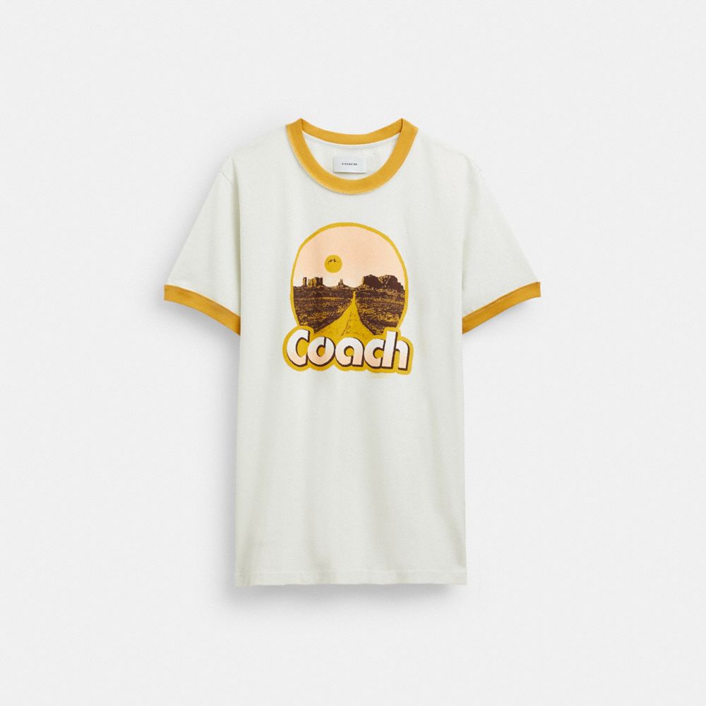 White Men Coach Roadside Ringer T Shirts | MY_CH48790