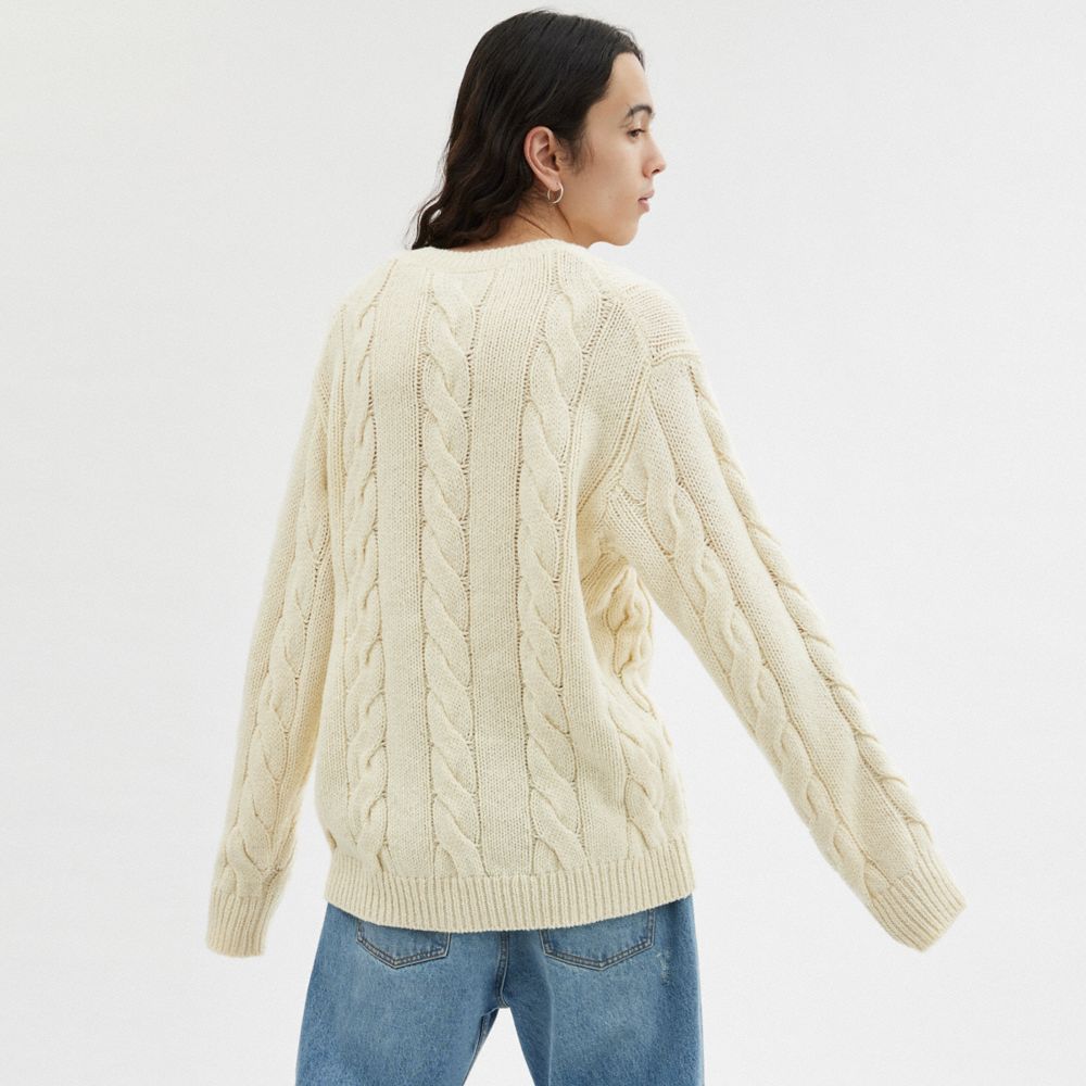 White Men Coach Signature In Recycled Wool Sweaters | MY_CH52403