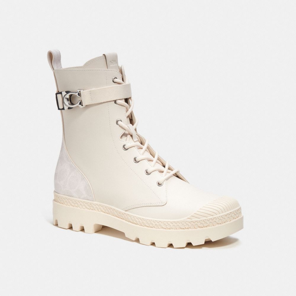 White Men Coach Tucker With Signature Canvas Chalk Boots | MY_CH86200