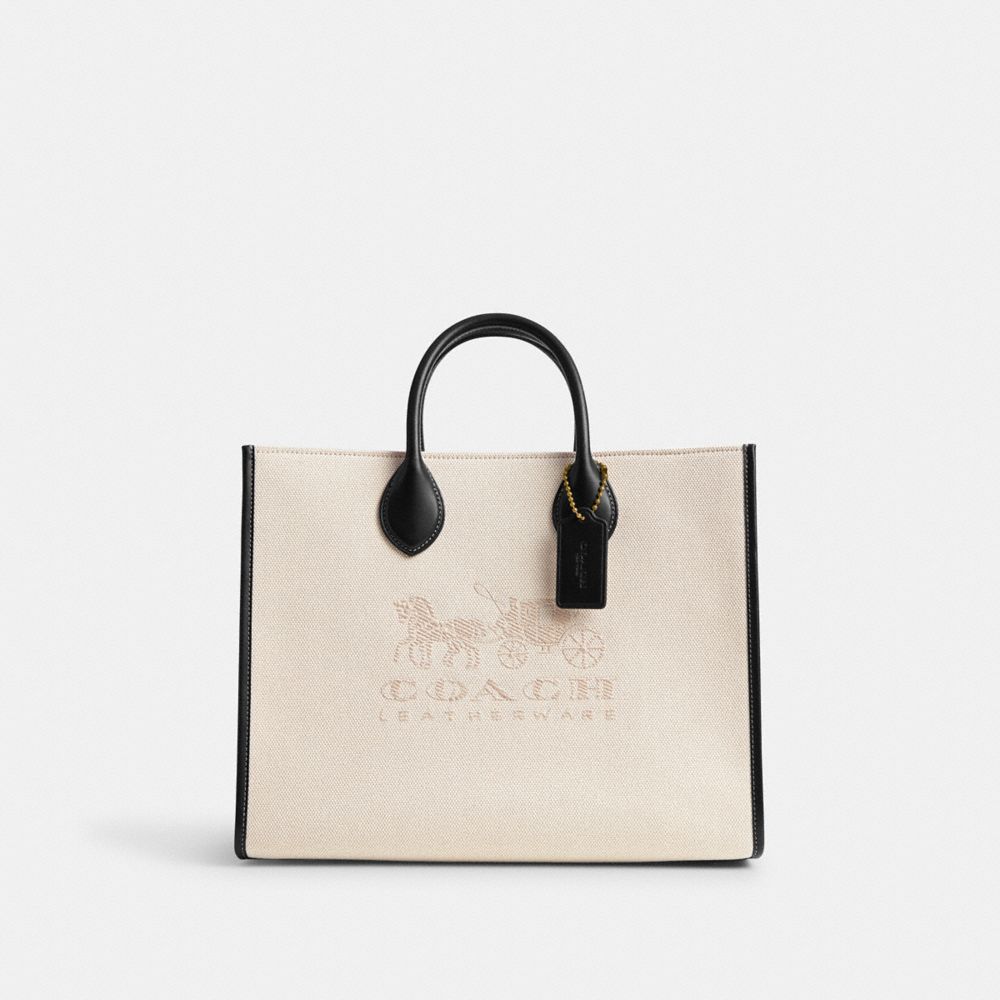 White Women Coach Ace 35 Brass Tote Bag | MY_CH19947