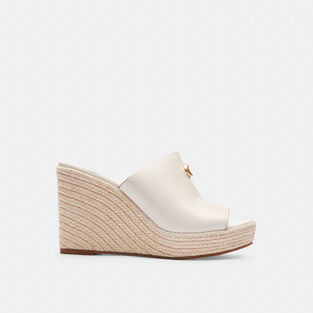 White Women Coach Gloria Wedge Chalk Sandals | MY_CH96102