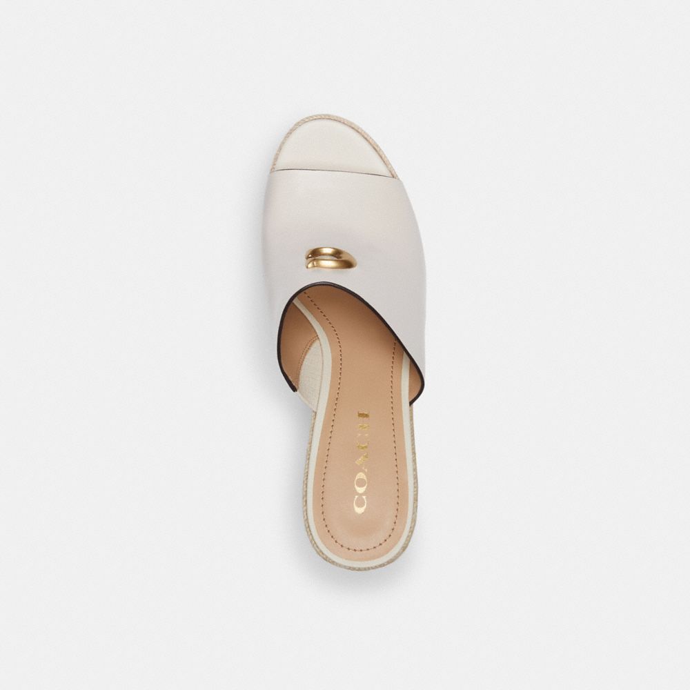 White Women Coach Gloria Wedge Chalk Sandals | MY_CH96102