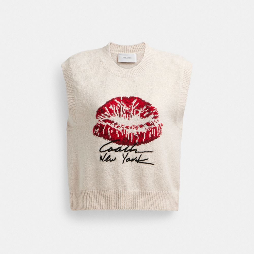 White Women Coach Signature Kiss Print Sweaters | MY_CH27807