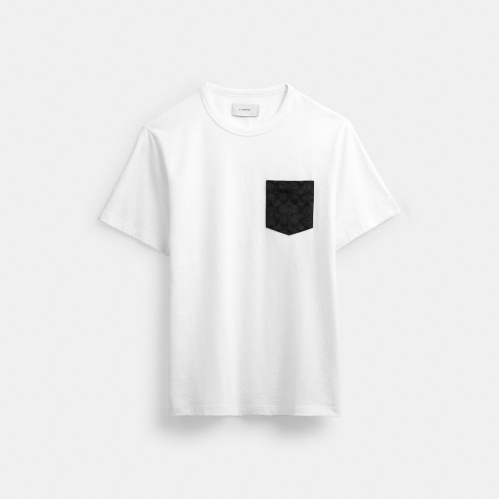 White / Grey Men Coach Essential Pocket T Shirts | MY_CH45398